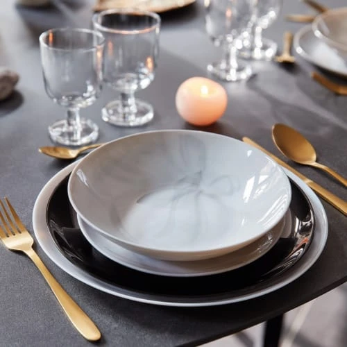 Luminarc 6 Assiettes Creuses Grises Effet Marbré 20cm – Image 4