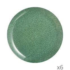 Luminarc 6 Assiettes Plates Mindy Green 26cm
