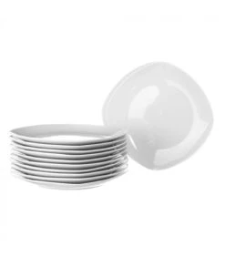 Wadiga Assiette à Dessert Carrée En Porcelaine Blanche - Lot De 12
