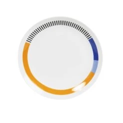 Maisons Du Monde Assiette à Dessert En Grès Blanc Motifs Bleus, Orange Et Noirs - Lot De 6