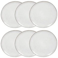 Maisons Du Monde Assiette à Dessert En Grès Gris Clair - Lot De 6