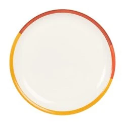 Maisons Du Monde Assiette à Dessert En Grès Jaune, Rouge, Et Beige - Lot De 6