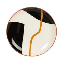Maisons Du Monde Assiette à Dessert En Grès Noir, Jaune, Rouge Et Beige