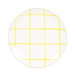 Maisons Du Monde Assiette à Dessert En Porcelaine Motifs à Carreaux Jaunes - Lot De 6