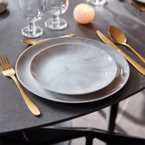 Luminarc Assiette à Dessert Grise Effet Marbré Aléatoire 19 Cm – Image 2