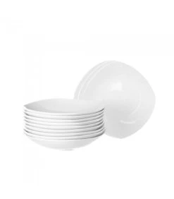 Wadiga Assiette à Soupe Carrée En Porcelaine Blanche - Lot De 12