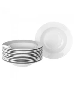 Wadiga Assiette à Soupe En Porcelaine Blanche D21cm - Lot De 12
