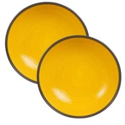 Maisons Du Monde Assiette Creuse En Faïence Jaune Et Verte - Lot De 2