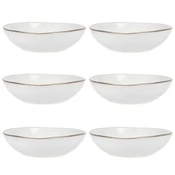 Maisons Du Monde Assiette Creuse En Grès Gris Clair - Lot De 6