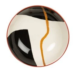 Maisons Du Monde Assiette Creuse En Grès Noir, Jaune, Rouge Et Beige