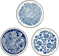 Bloomingville Assiette En Céramique Bleue D15cm - Lot De 3