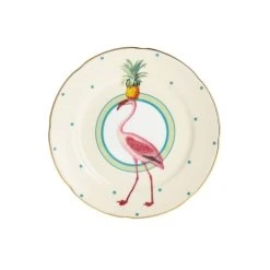 Yvonne Ellen Assiette En Porcelaine Flamant Rose D16cm