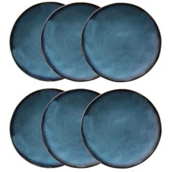 Maisons Du Monde Assiette Plate En Faïence Bleue - Lot De 6