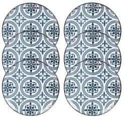 Maisons Du Monde Assiette Plate En Faïence Bleue Et Blanche Motifs Graphiques - Lot De 6