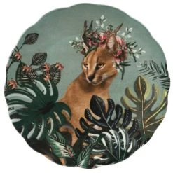 Maisons Du Monde Assiette Plate En Faïence Multicolore Motif Tropical Et Lynx - Lot De 6