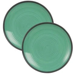 Maisons Du Monde Assiette Plate En Faïence Verte - Lot De 2