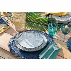 Maisons Du Monde Assiette Plate En Grès Blanc Motifs Graphiques Bleus - Lot De 4 -Médard de Noblat Boutique assiette plate en gres blanc motifs graphiques bleus 1000 16 5 193238 2