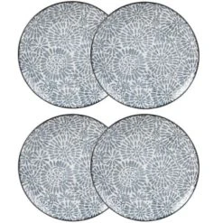 Maisons Du Monde Assiette Plate En Grès Blanc Motifs Graphiques Bleus - Lot De 4 -Médard de Noblat Boutique assiette plate en gres blanc motifs graphiques bleus ischia 1000 16 5 193238 4