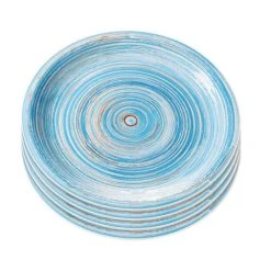 Kare Design Assiette Plate En Grès Bleu D19 - Lot De 4