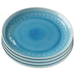 Kare Design Assiette Plate En Grès Bleu D27 - Lot De 4