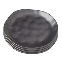 Kare Design Assiette Plate En Grès Noir D20 - Lot De 4