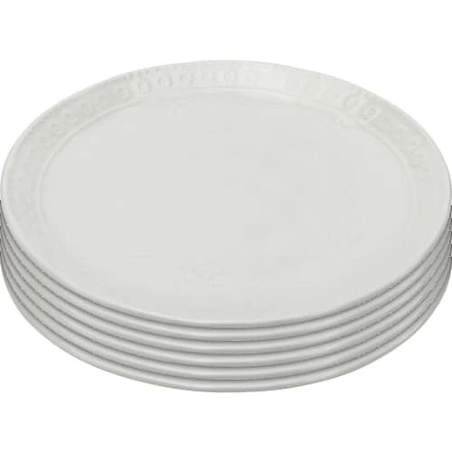 Kare Design Assiette Plate En Porcelaine Blanche D22 - Lot De 6