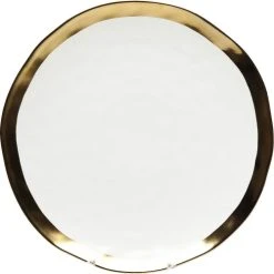 Kare Design Assiette Plate En Porcelaine Blanche Et Dorée D25