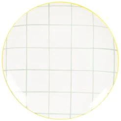 Maisons Du Monde Assiette Plate En Porcelaine Motifs à Carreaux Verts - Lot De 6