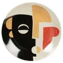 Maisons Du Monde Assiette Plate En Porcelaine Motifs Visage Multicolores - Lot De 6