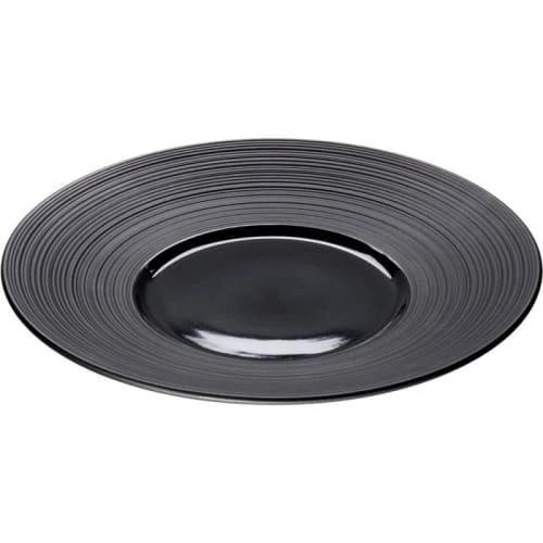 Stalgast Assiette Porcelaine Noire Bord Strié Ø 26cm