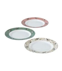 Wadiga Assiettes à Dessert En Céramique Fleurs Et Oiseaux D20cm - Lot De 3