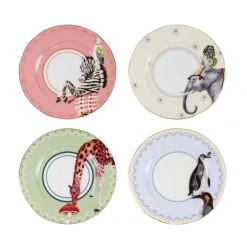 Yvonne Ellen Assiettes En Porcelaine Animaux D16cm - Lot De 4