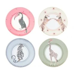 Yvonne Ellen Assiettes En Porcelaine Safari D16cm - Lot De 4