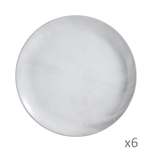 Luminarc Assiettes Plates Grises D25cm - Lot De 6
