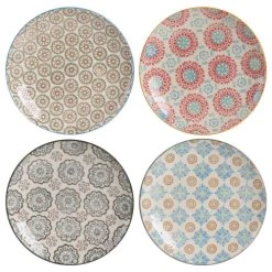 Table Passion Coffret De 4 Assiettes à Dessert 20 Cm En Grès Multicolore