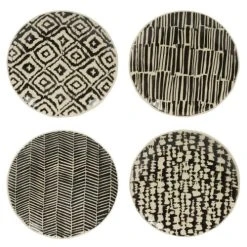 Table Passion Coffret De 4 Assiettes à Dessert 22 Cm En Grès Noir