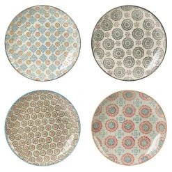 Table Passion Coffret De 4 Assiettes Plates 26 Cm En Grès Multicolore
