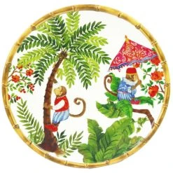 Les Jardins De La Comtesse Grande Assiette Plate En Mélamine Décorée De Singes De Bali Ø 28 Cm