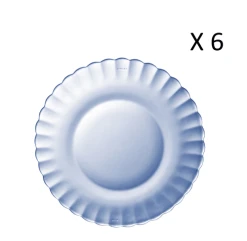 Duralex Lot De 6-Assiette à Dessert Ondulée En Verre 20,5cm Teinté Bleu Marine