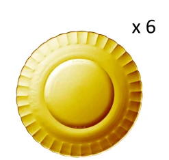Duralex Lot De 6 - Assiette Plate Ondulée En Verre 23 Cm Teinté Vermeil