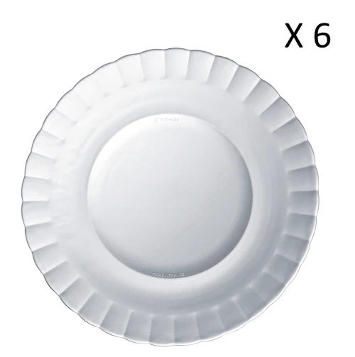 Duralex Lot De 6 - Assiette Plate Ondulée En Verre Résistant 26 Cm Transparent