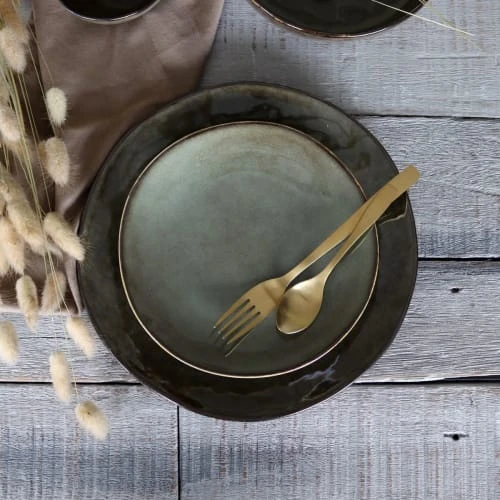 OGO Living Lot De 6 Assiettes à Dessert En Grès Vert 20,5cm – Image 2