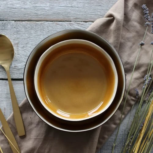 OGO Living Lot De 6 Assiettes Coupes En Grès Jaune 20cm – Image 3