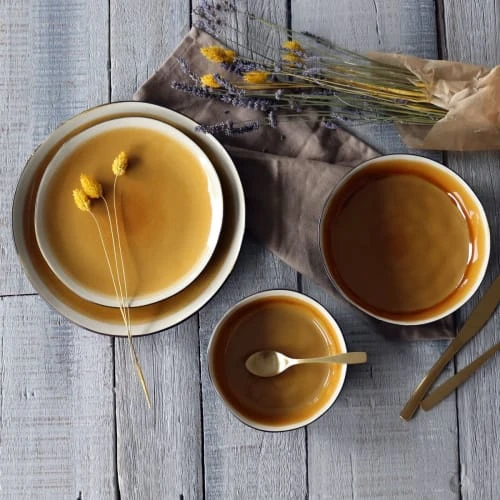 OGO Living Lot De 6 Assiettes Coupes En Grès Jaune 20cm – Image 5