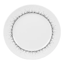 Table Passion Lot De 6 Assiettes Plate Gris 27 Cm En Porcelaine Blanc