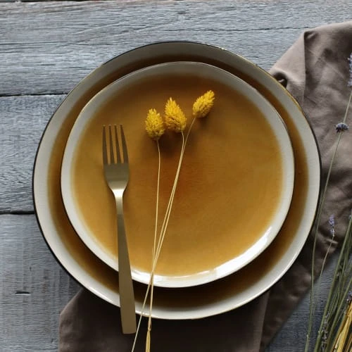 OGO Living Lot De 6 Assiettes Plates En Grès Jaune 27,5cm – Image 2