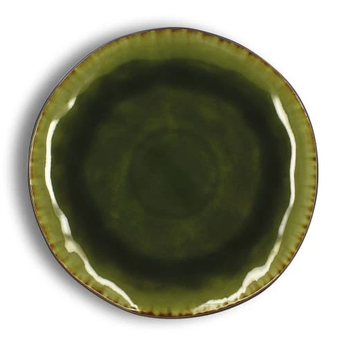 OGO Living Lot De 6 Assiettes Plates En Grès Vert 27,5cm