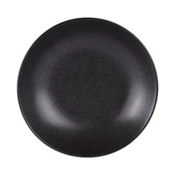 Table Passion Lot De 6 Grande Assiettes Creuse Vesuvio 25 Cm En Grès Noir