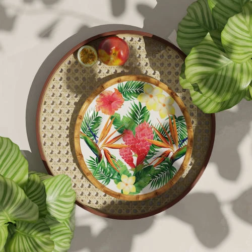 Les Jardins De La Comtesse Petite Assiette En Mélamine Imprimé De Fleurs Exotiques Ø 23 Cm – Image 2