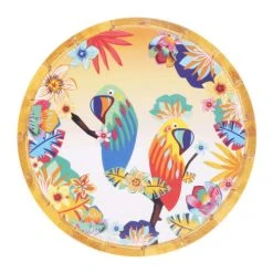 Les Jardins De La Comtesse Petite Assiette En Mélamine Motif Perroquet Sur Dégradé Orange Ø 23 Cm